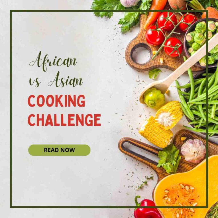 African and Asian dishes made with similar ingredients showing different cooking styles