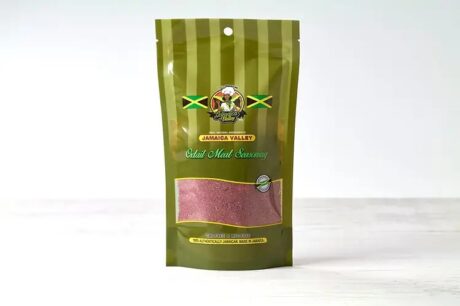 Jamaica Valley Oxtail Meat Seasoning 100g pouch with Caribbean spice blend for meat and stew cooking.