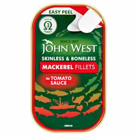 John West Mackerel Fillets in Tomato Sauce 115g canned fish omega 3 meal