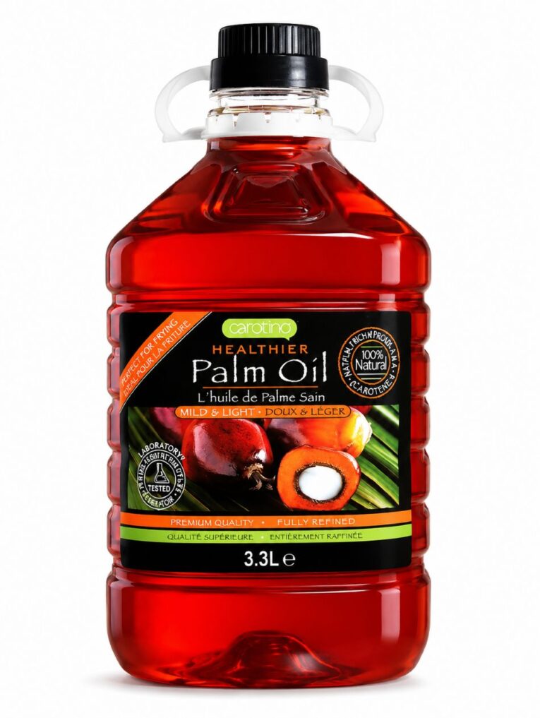 Carotino Palm Oil 3.3L premium red palm fruit oil bottle, gluten free cooking oil for African, Caribbean and Asian recipes including jollof rice, egusi soup and traditional stews