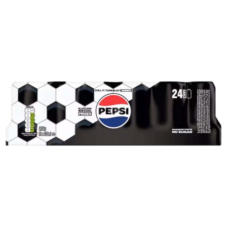Pepsi Max Fizzy Drink 330ml x 24 Case zero sugar cola cans multipack carbonated soft drink for parties, offices and everyday refreshment.