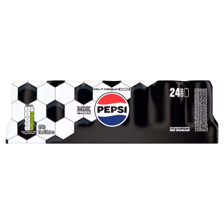 Pepsi Max Fizzy Drink 330ml x 24 Case zero sugar cola cans multipack carbonated soft drink for parties, offices and everyday refreshment.