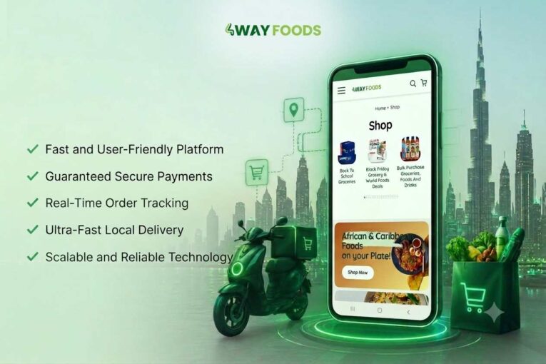 A customer using AI-powered online grocery shopping to buy African groceries, Mazoe drinks, Nourishment Strawberry, and everyday household essentials from 4Way Foods.