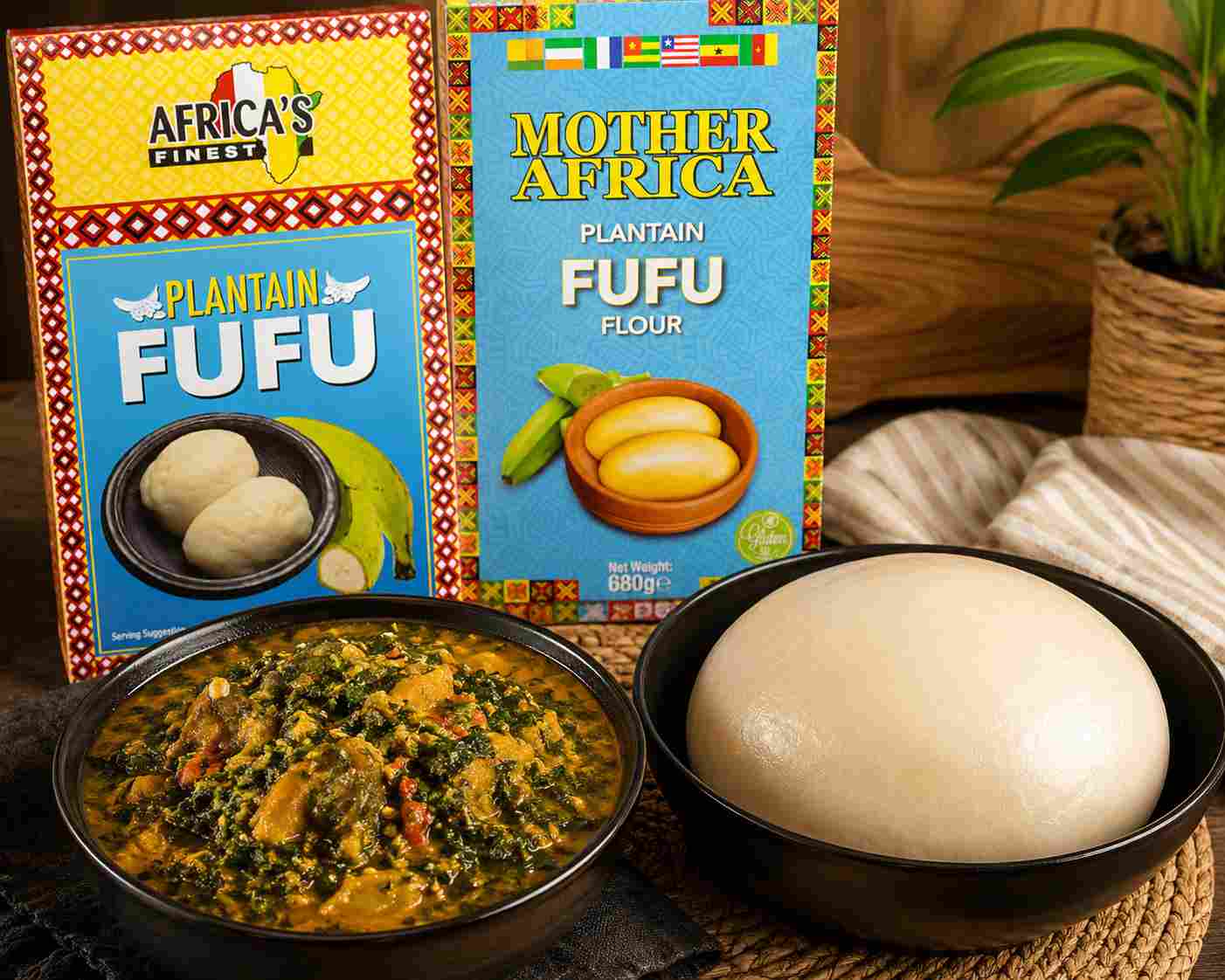 Africas Finest Fufu served with vegetable soup