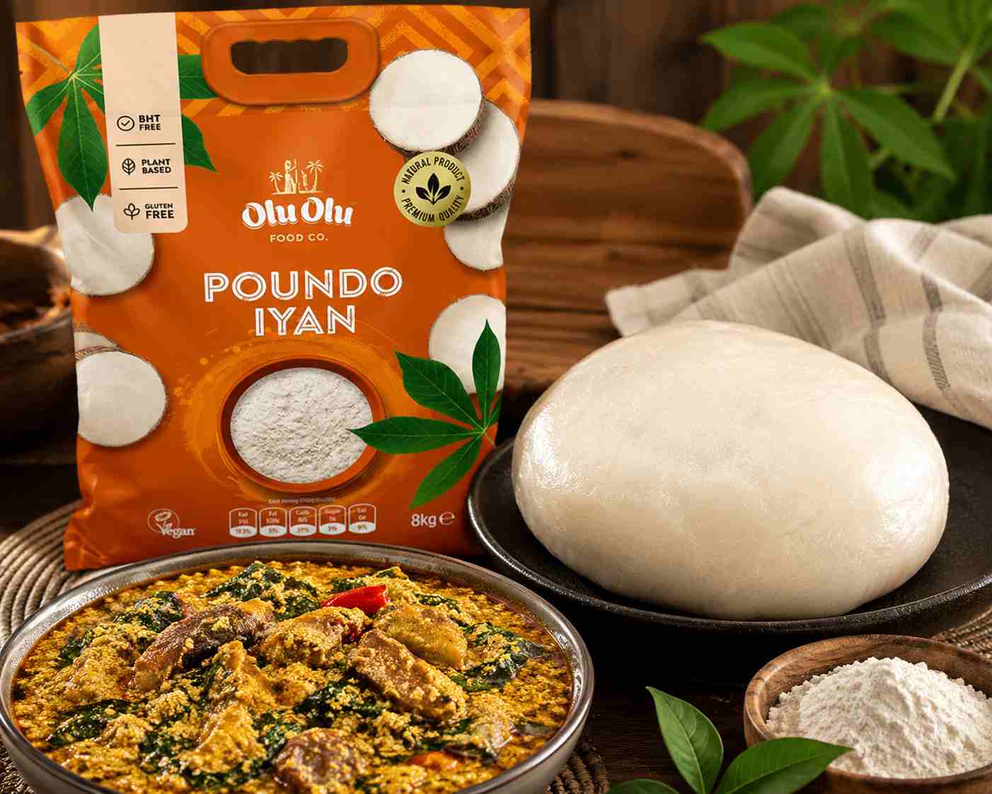 Olu Olu Poundo Iyan pounded yam served with rich egusi soup